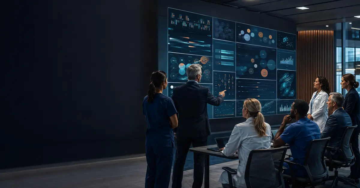 Healthcare leaders reviewing the 2026 Healthcare Observance Intelligence Center.