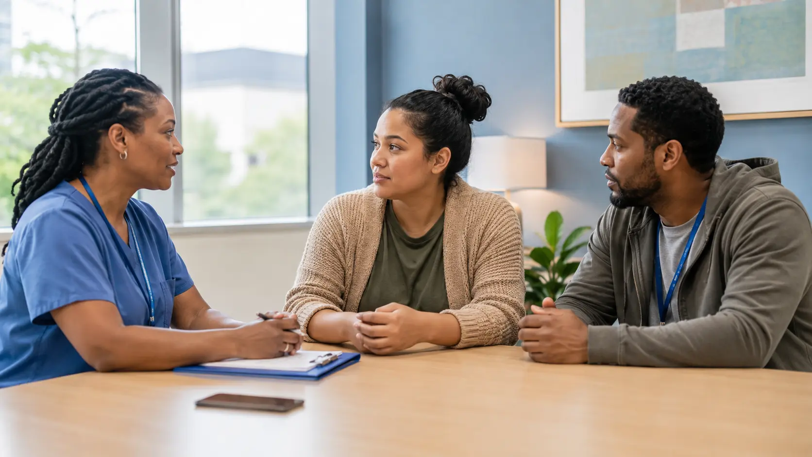 Patient planning mental-health follow-up with a nurse navigator and peer-support specialist before discharge