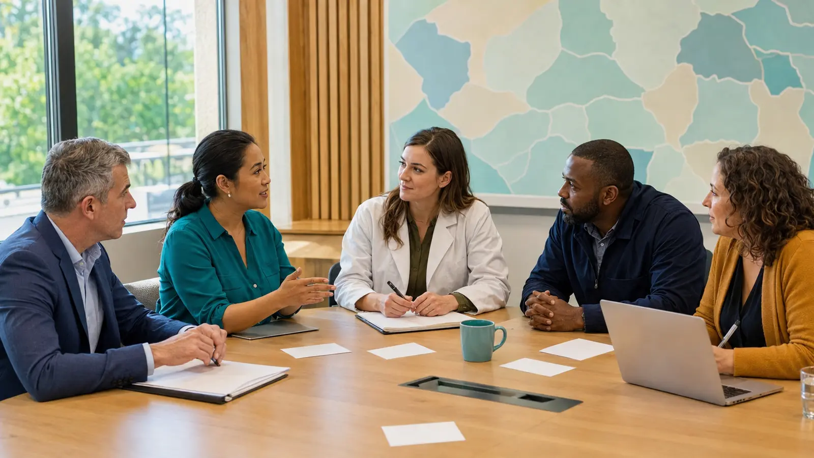 Human health, public health, veterinary, animal-control, and community professionals meet around a shared table.