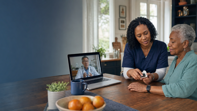 Patient-centered hybrid care connecting home nurse and virtual specialist