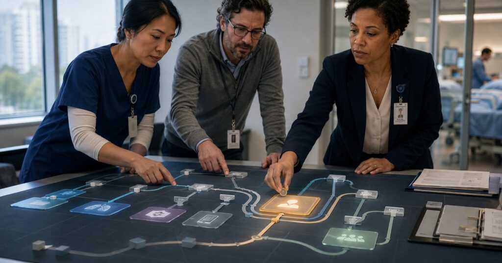 A nurse executive, clinical informaticist, and data governance leader trace source-system pathways into one verified patient-care decision.