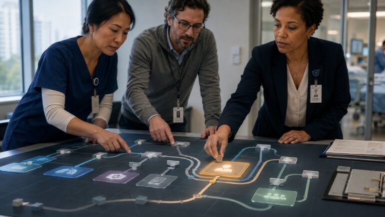 A nurse executive, clinical informaticist, and data governance leader trace source-system pathways into one verified patient-care decision.