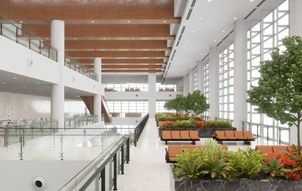 new airport terminal design – 3d rendering concept
