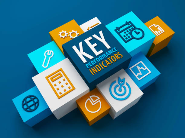 A 3D illustration of key performance indicators (KPIs) blocks representing various strategic goals, emphasizing their importance in monitoring and driving safety leadership in healthcare.