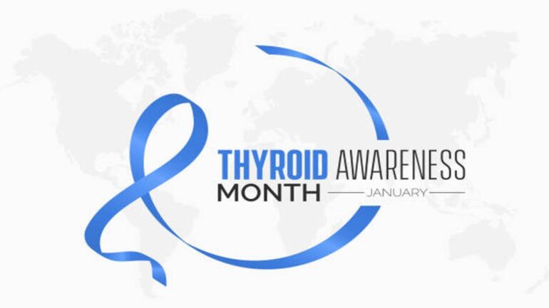 Thyroid Awareness Month 2025 Featured Image – Blue Ribbon Symbol on World Map