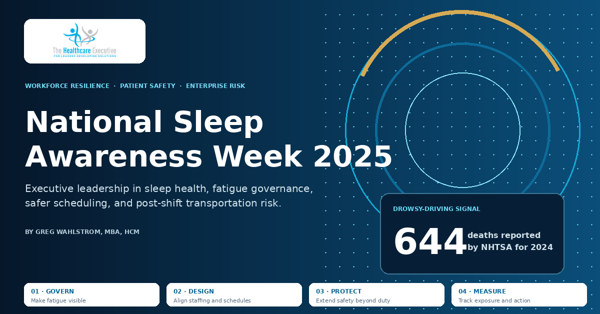 National Sleep Awareness Week 2025 executive briefing on workforce resilience, patient safety, and drowsy-driving risk