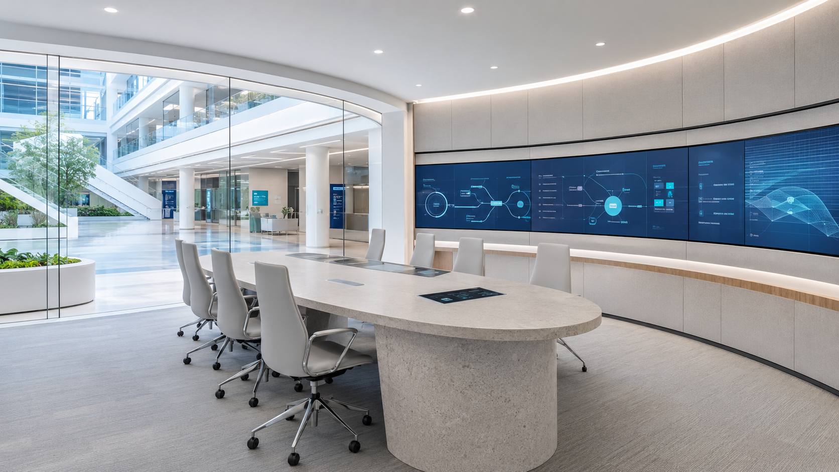 Healthcare executives leading a modern hospital strategy session