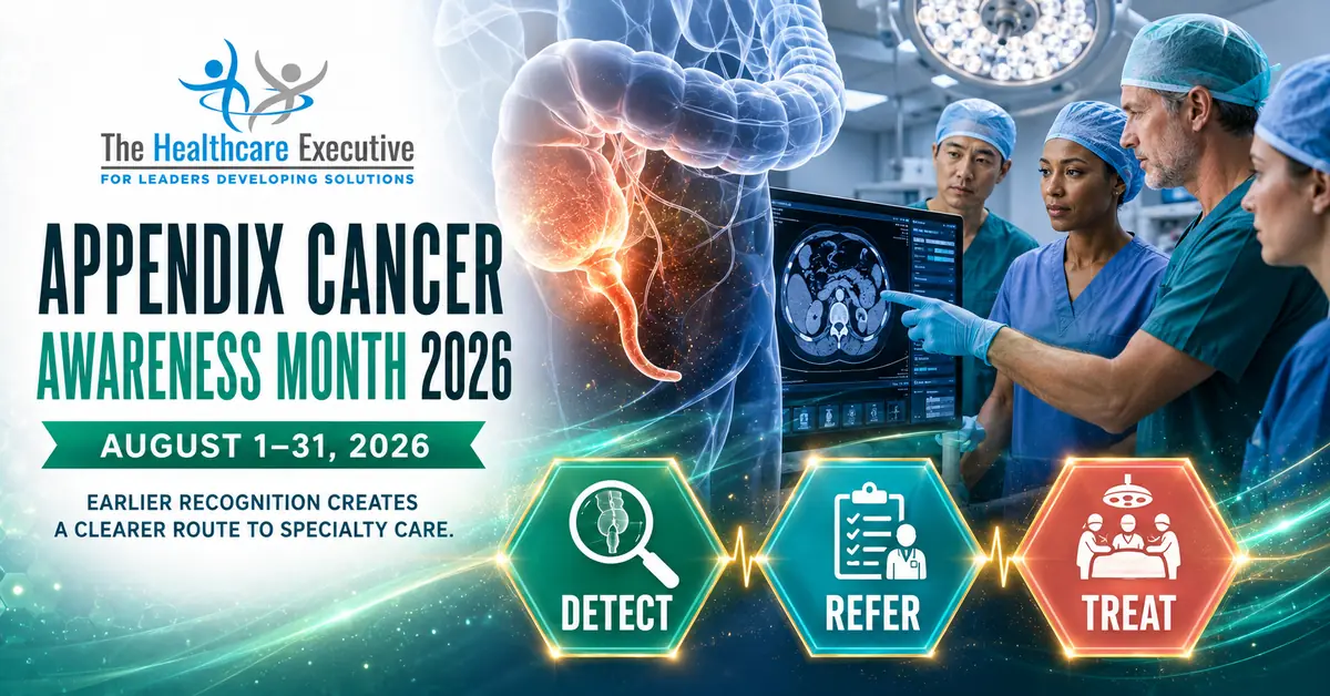 Appendix Cancer Awareness Month 2026 executive healthcare observance hero.