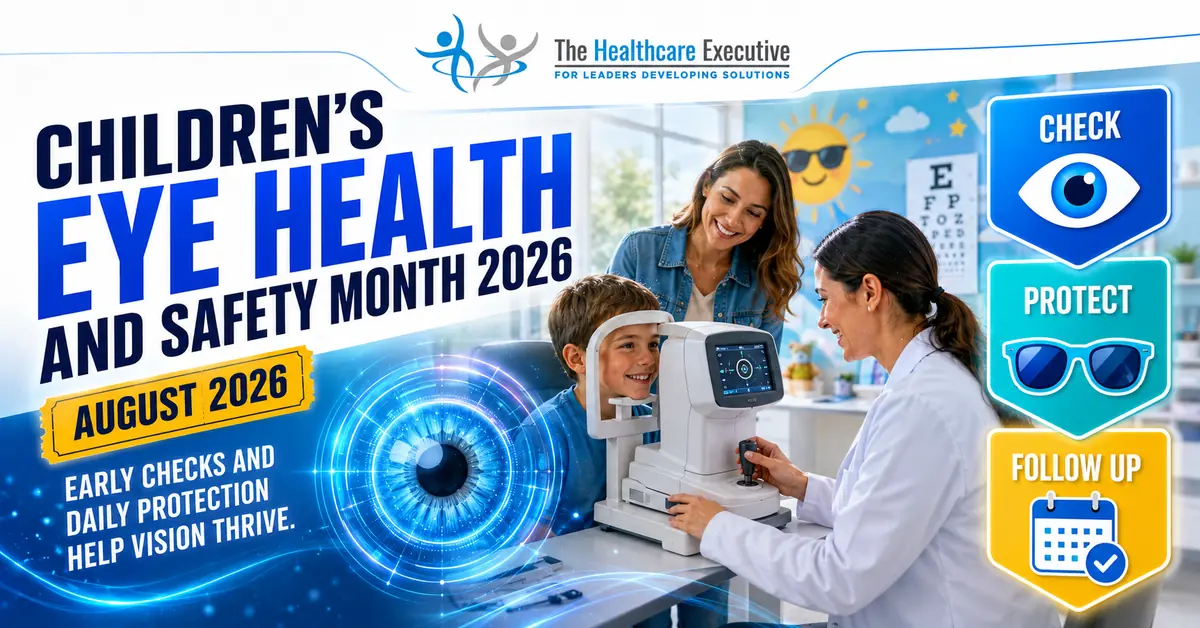 Children’s Eye Health and Safety Month 2026 executive healthcare observance hero.