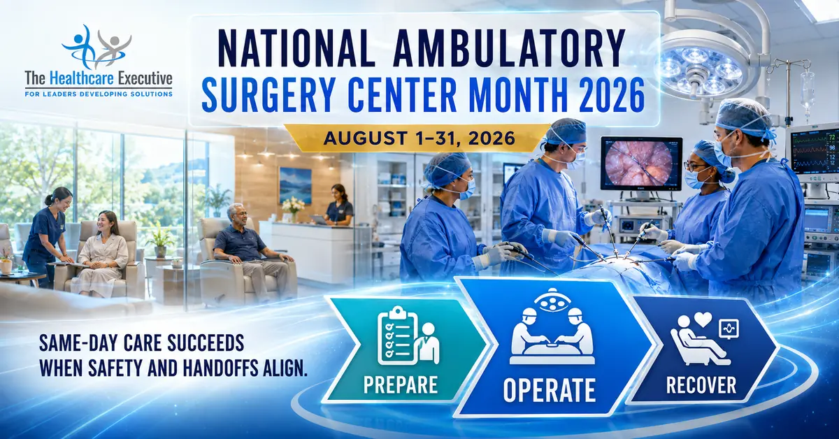 National Ambulatory Surgery Center Month 2026 executive healthcare observance hero.