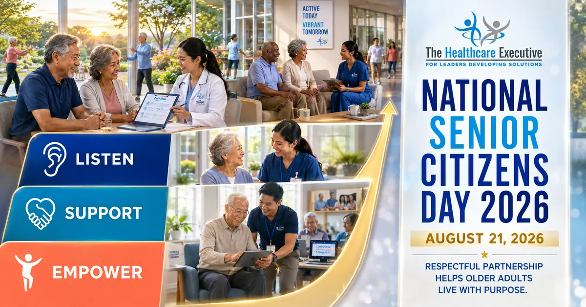 National Senior Citizens Day 2026 executive healthcare observance hero.