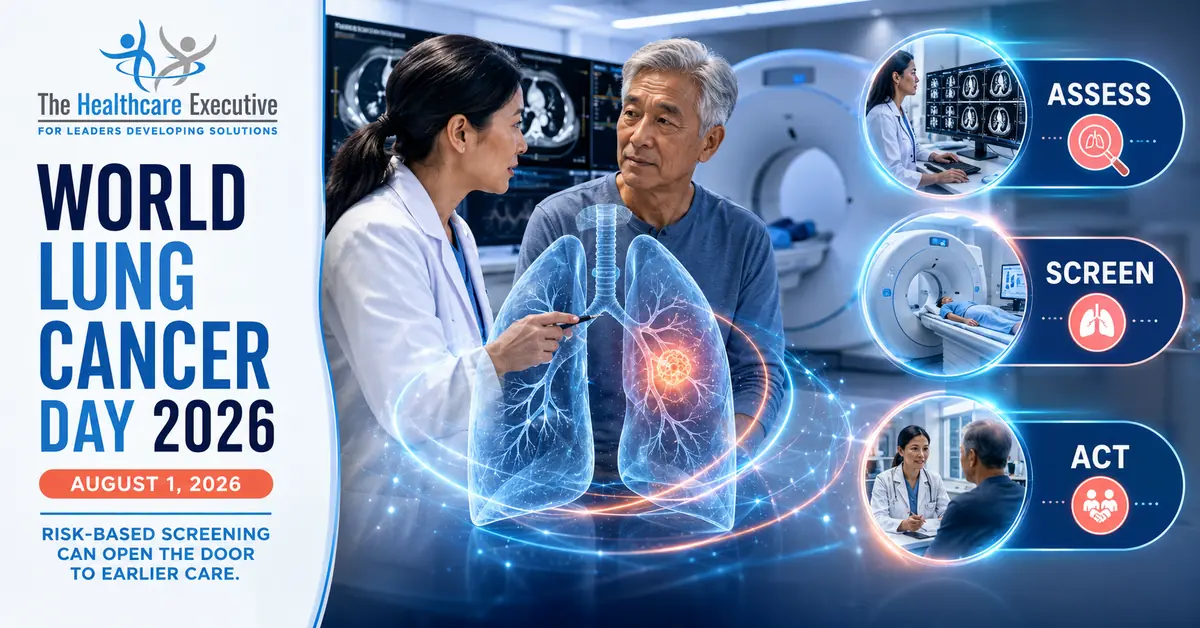 World Lung Cancer Day 2026 executive healthcare observance hero.