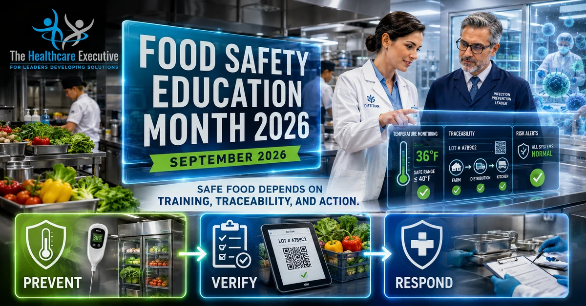 Food Safety Education Month 2026 executive healthcare observance hero.