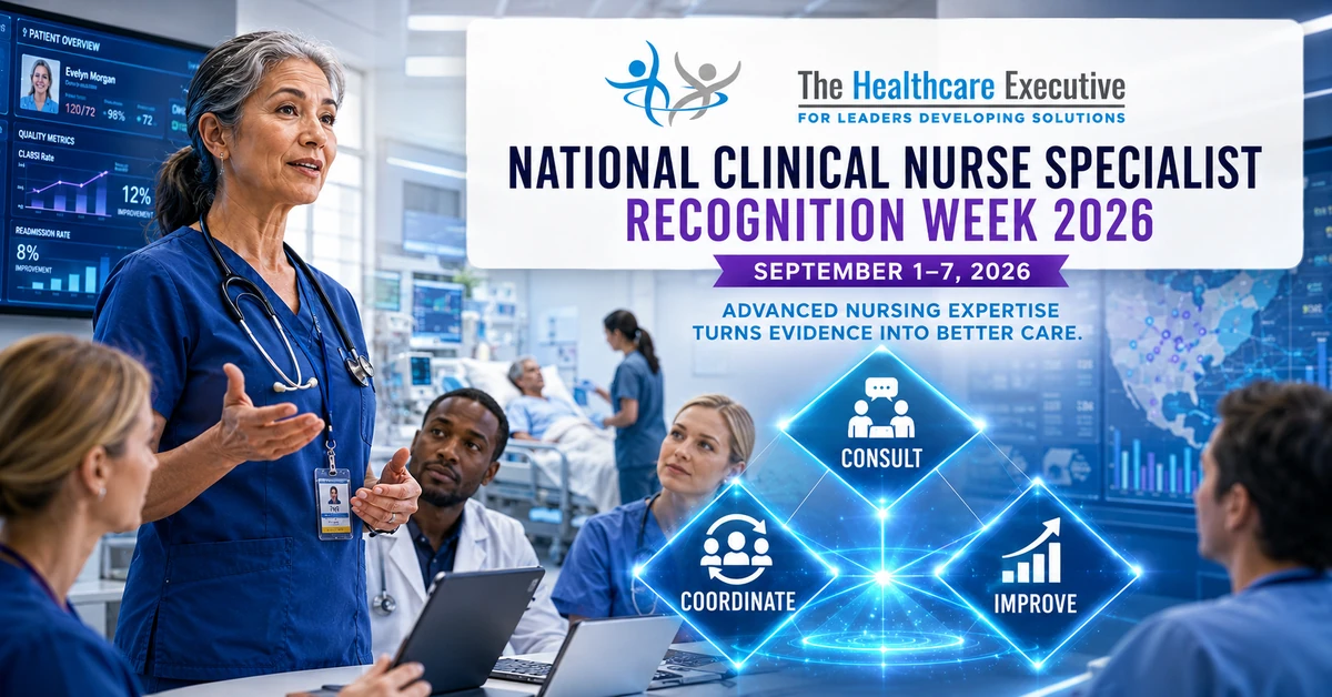National Clinical Nurse Specialist Recognition Week 2026 executive healthcare observance hero.