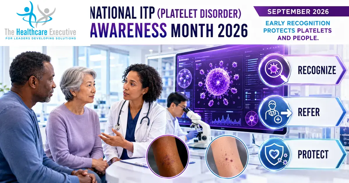 National ITP (Platelet Disorder) Awareness Month 2026 executive healthcare observance hero.