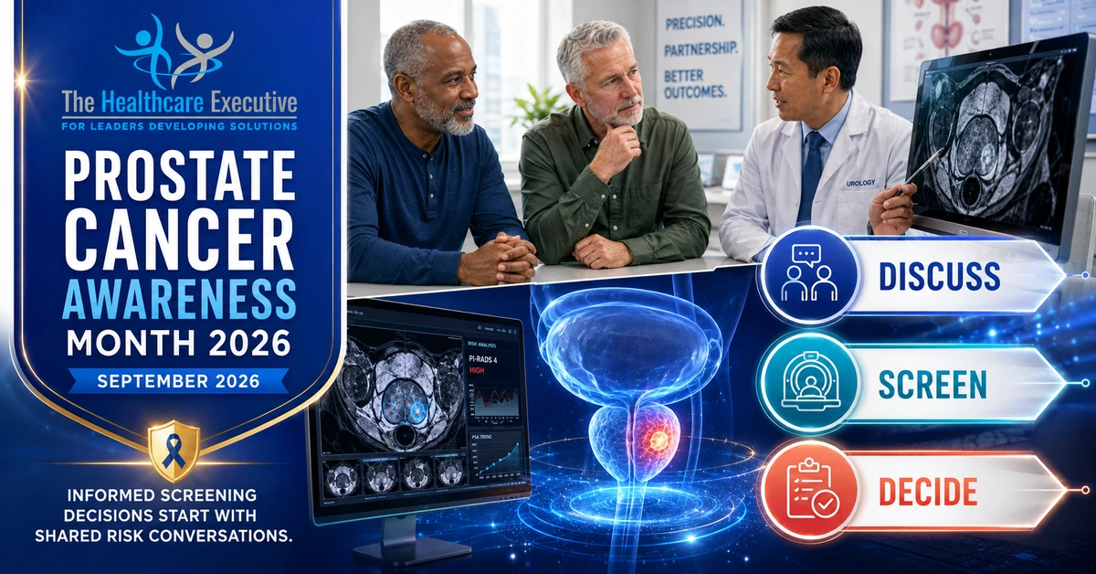 Prostate Cancer Awareness Month 2026 executive healthcare observance hero.