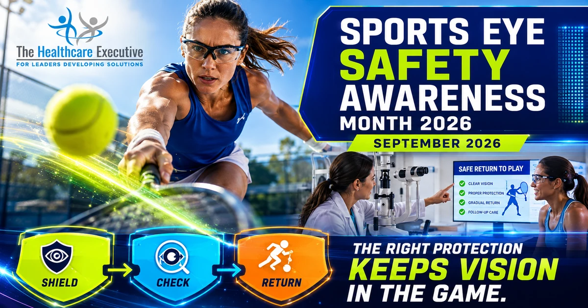 Sports Eye Safety Awareness Month 2026 executive healthcare observance hero.