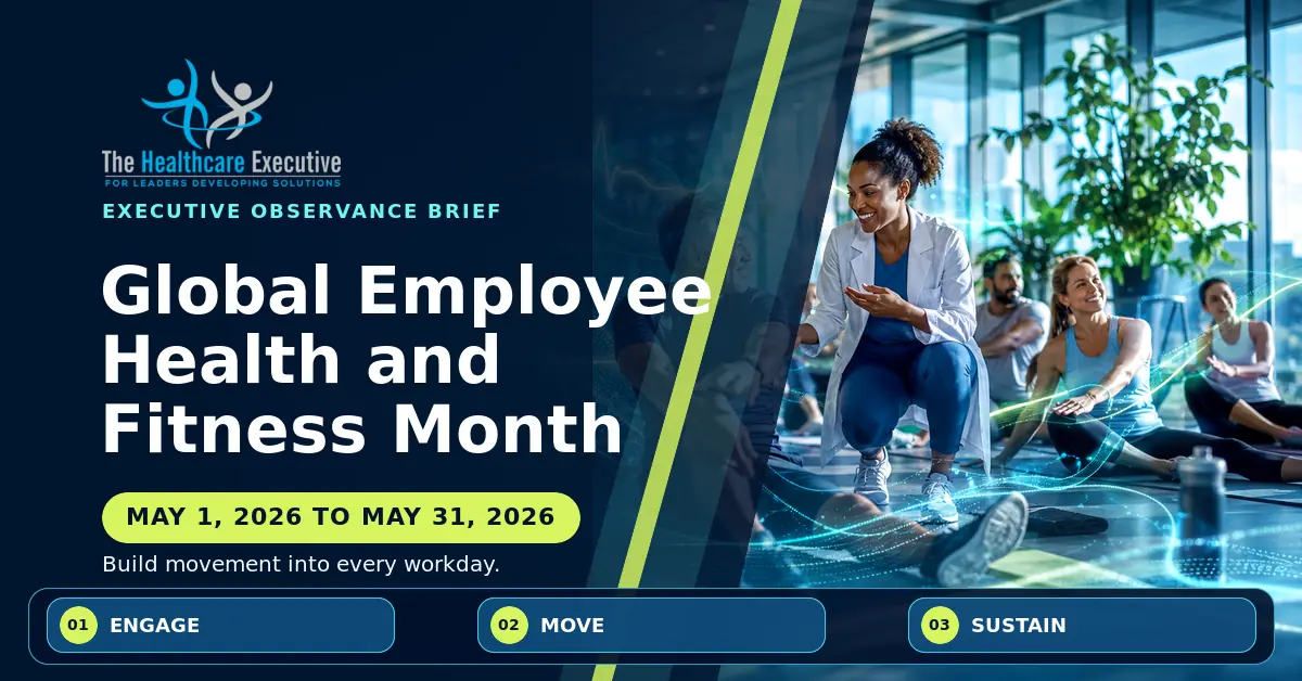 Global Employee Health and Fitness Month 2026 executive observance hero.