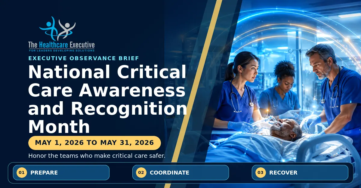 National Critical Care Awareness and Recognition Month 2026 executive observance hero.