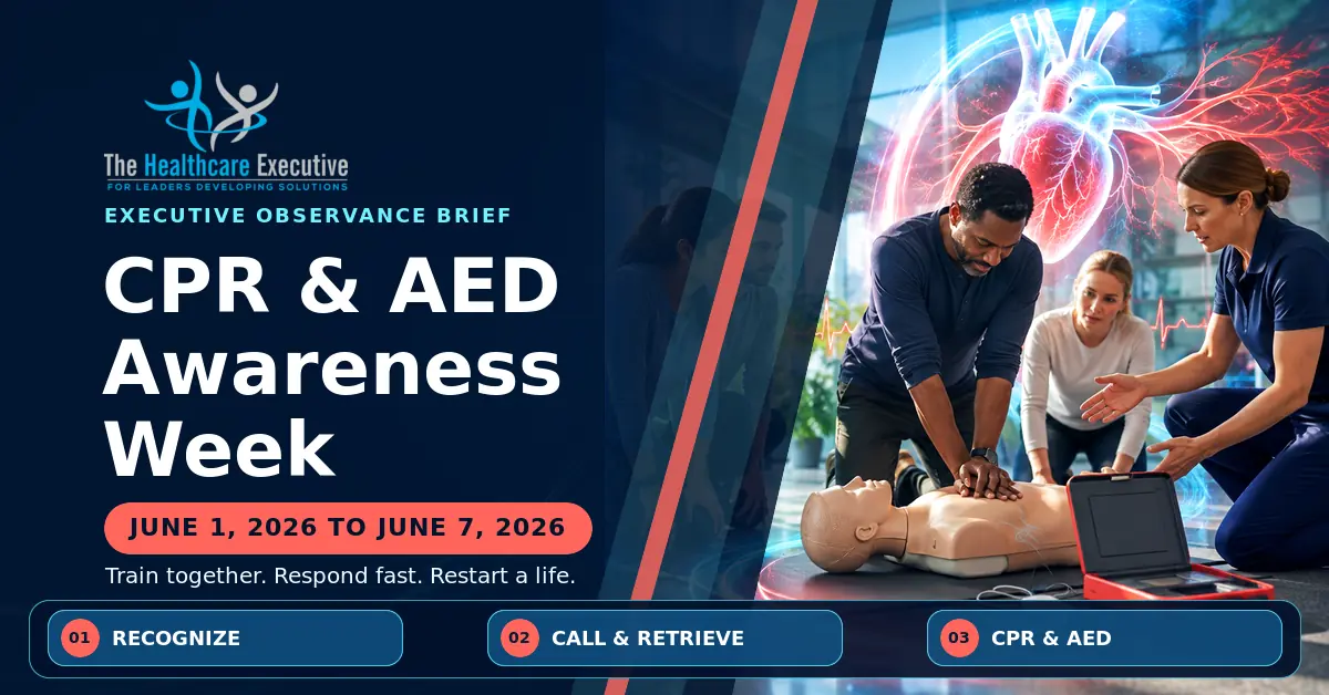 CPR & AED Awareness Week 2026 executive observance hero.