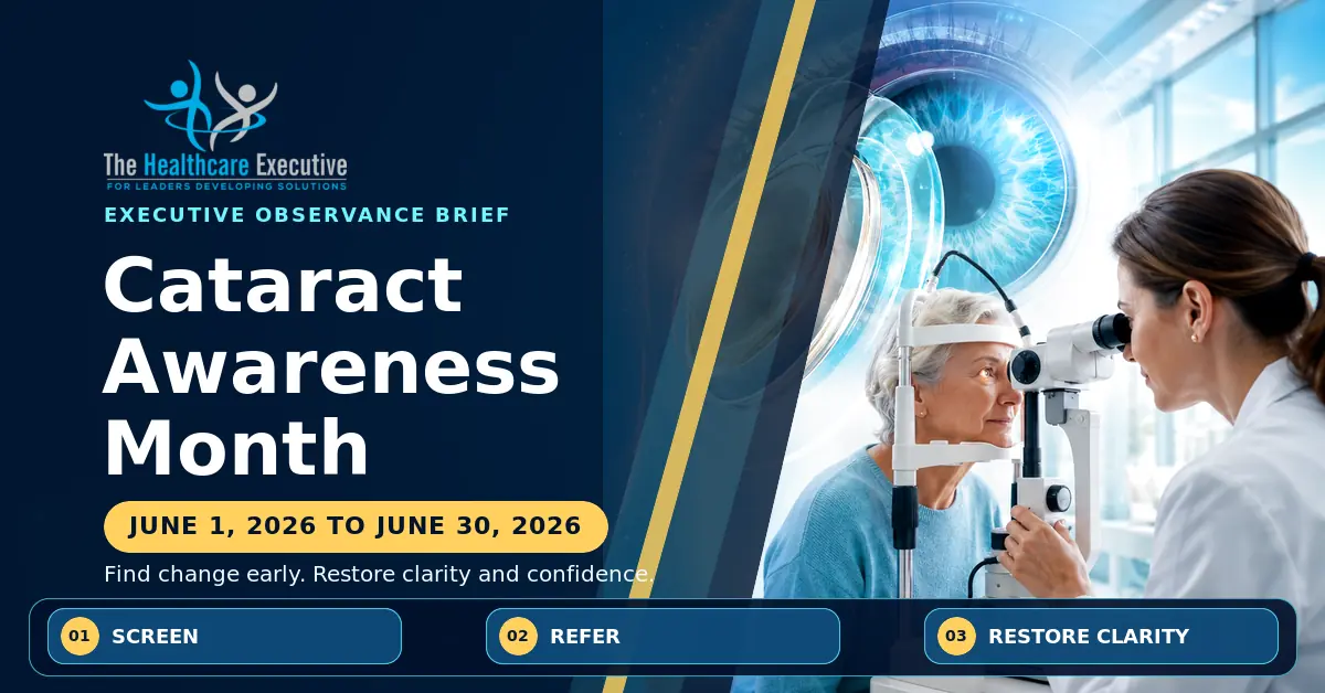 Cataract Awareness Month 2026 executive observance hero.