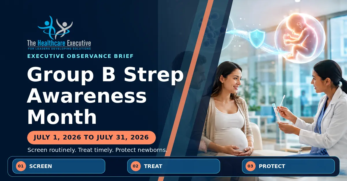 Group B Strep Awareness Month 2026 executive observance hero.