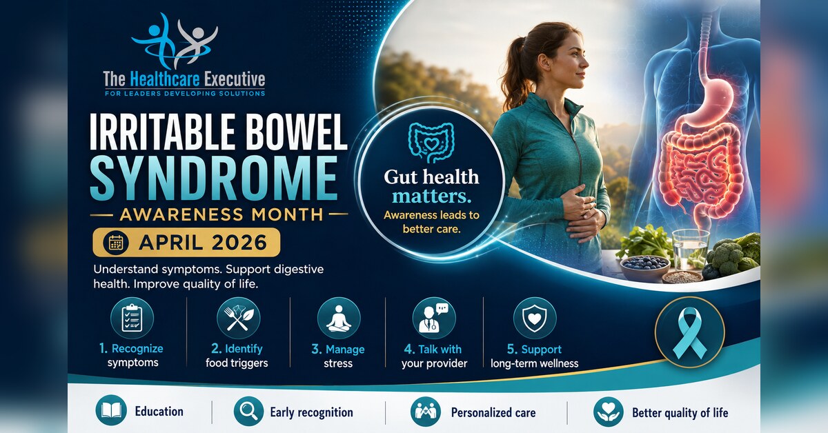 Irritable Bowel Syndrome Awareness Month 2026 approved hero connecting symptoms, digestive health, early recognition, and personalized care.