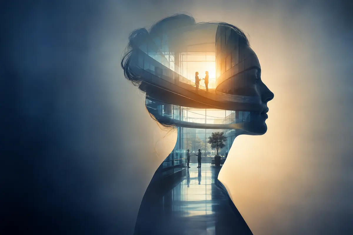 Emotional intelligence represented through a healthcare leadership double exposure